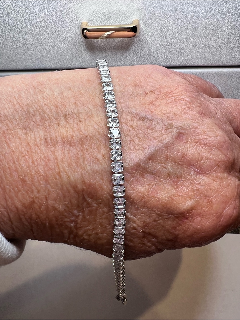Elegant Silver tone CZ Tennis Bracelet with Clear Stones - Women Jewelry